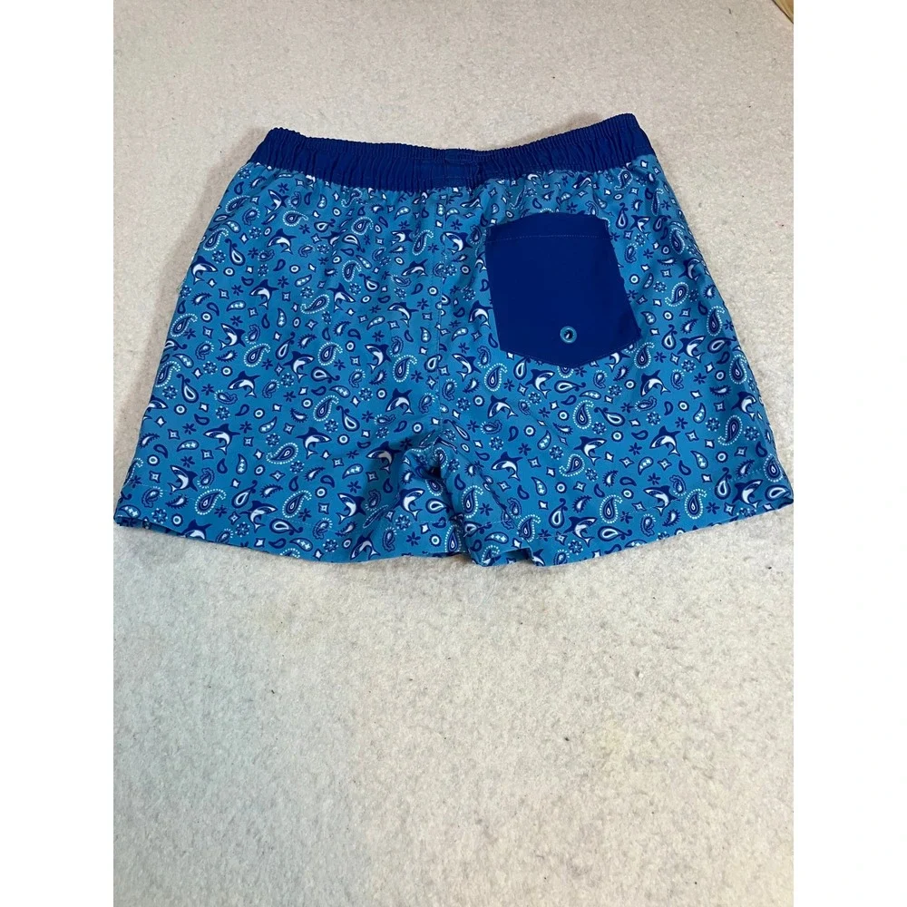 Andy & Evan Boys Blue Shark Paisley Swim Trunks Shorts Size 7 NWT
